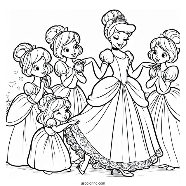 Cinderella And The Ugly Stepsisters Coloring Page