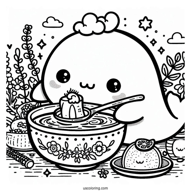 Sumikko Gurashi Coloring Page Making Soup With Ebifurai No Shippo