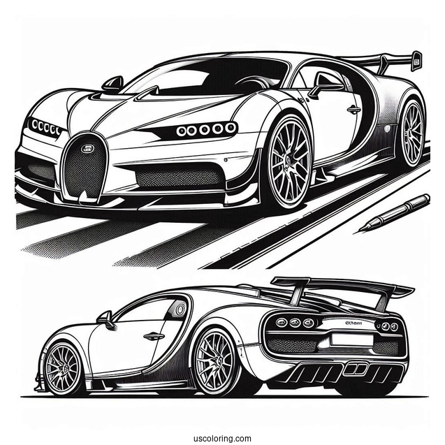 Bugatti Coloring Page Chiron On Race Track
