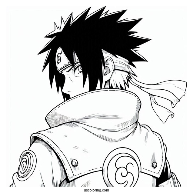 Uchiha Sasuke Coloring Page Looking Back