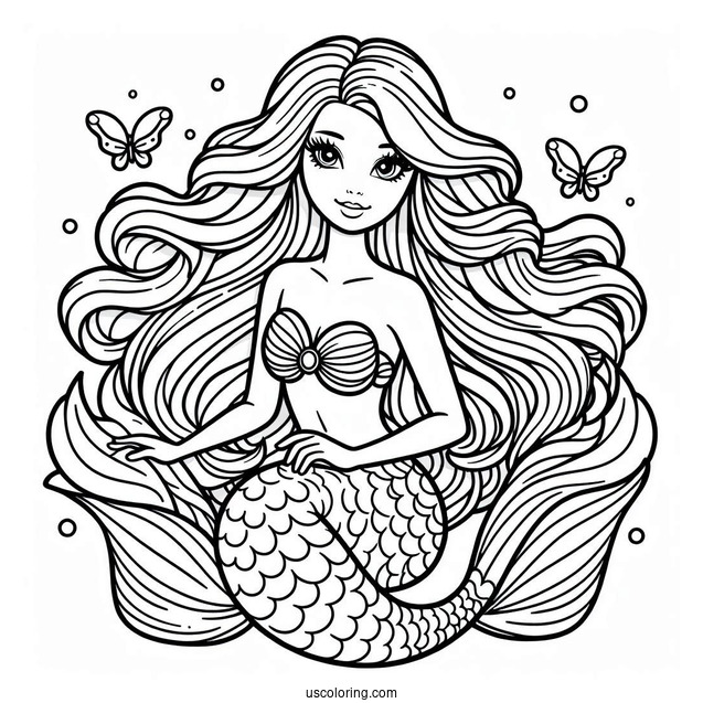 Barbie Mermaid Coloring Sheet For Kids