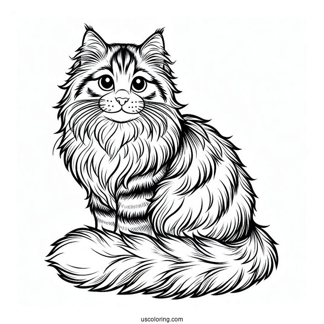 Norwegian Forest Cat Coloring Sheet