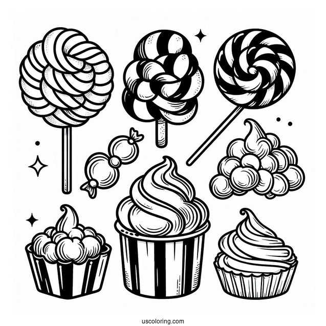 Candy Floss Coloring Sheet For Kids