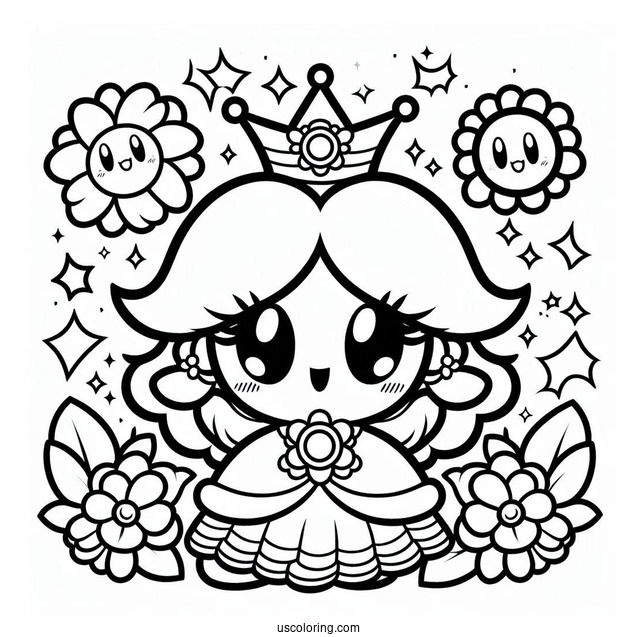 Princess Daisy Coloring Page With Kirby