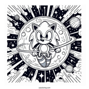 Super Sonic Coloring Page In Outer Space
