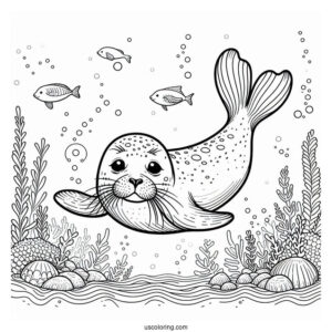 Seal Coloring Page Diving In The Water