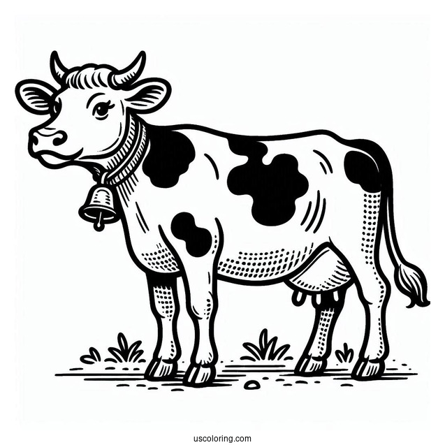 Jersey Cow With Bell Coloring Page