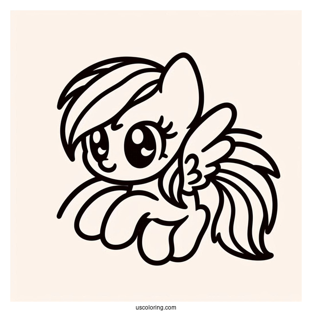 Kawaii Rainbow Dash Outline For Kids