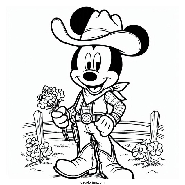 Cowboy Coloring Page Mickey Mouse For Kids