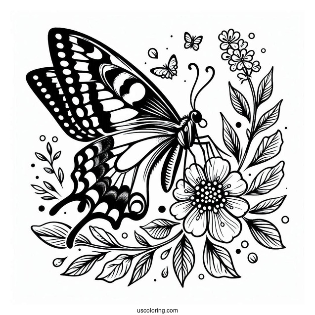 Swallowtail Butterfly Resting On Flower