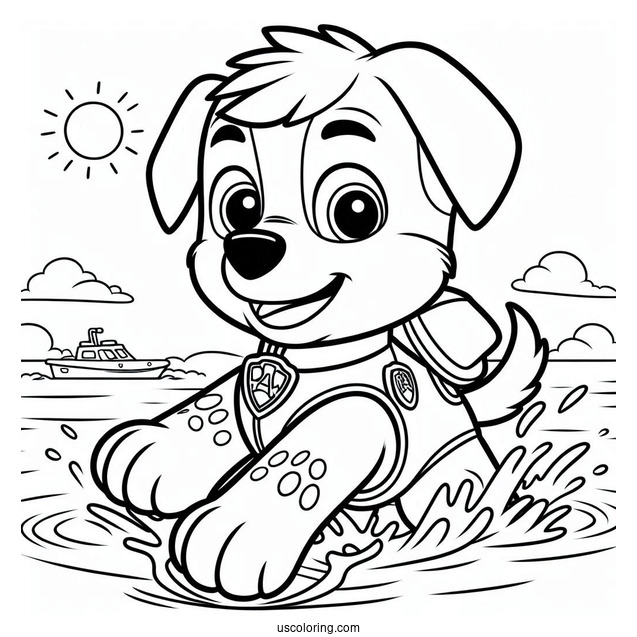 Chase From Paw Patrol Swimming In Water