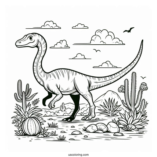 Troodan Dinosaur Strolling Coloring Sheet