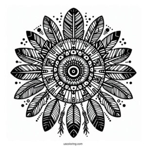 Native American Coloring Page Tribal Print