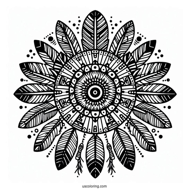 Native American Coloring Page Tribal Print