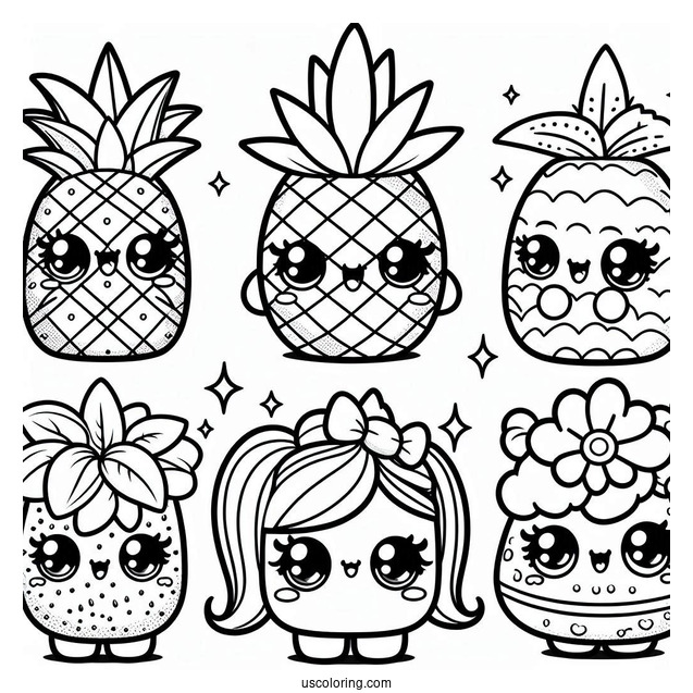 Cute Kawaii Outline Of Pineapple Lily Shopkins