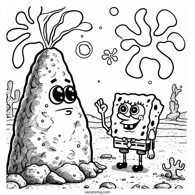 SpongeBob Saying Hello To Patrik Under His Rock