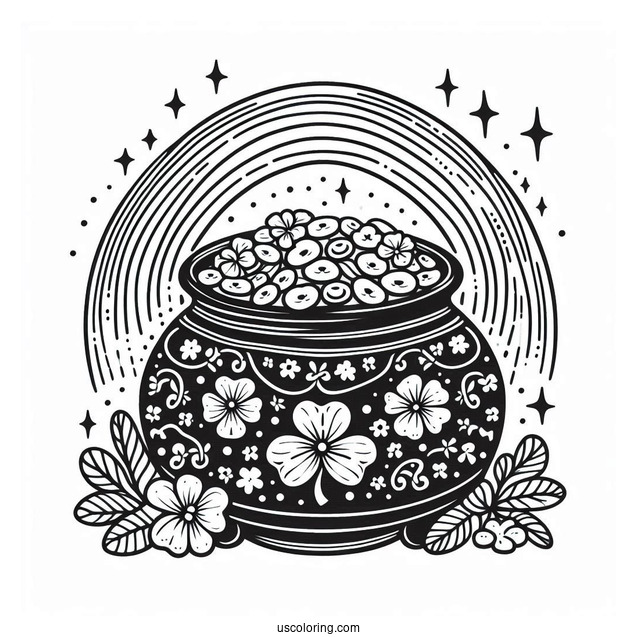 End Of The Rainbow Pot Of Gold To Color