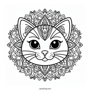 Cat Face Mandala Coloring In