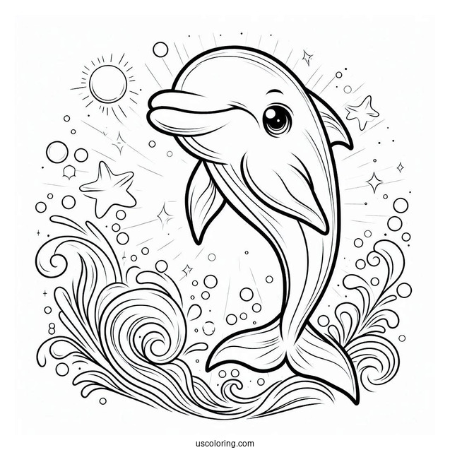 Breaker The Dolphin From The Little Mermaid Coloring Sheet