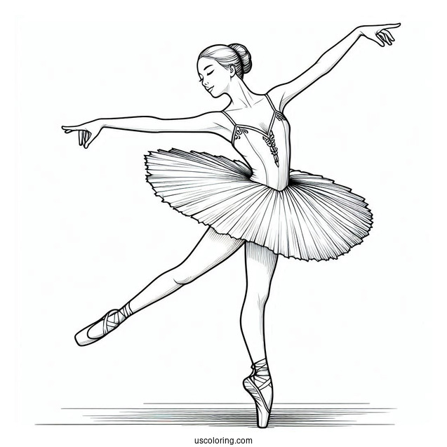 Realistic Ballerina Coloring Page