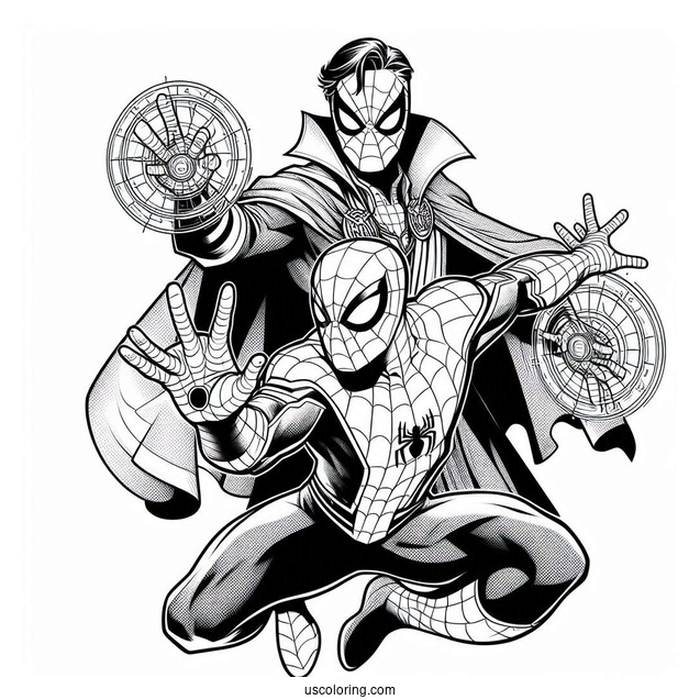 Spider-Man And Doctor Strange Coloring Sheet