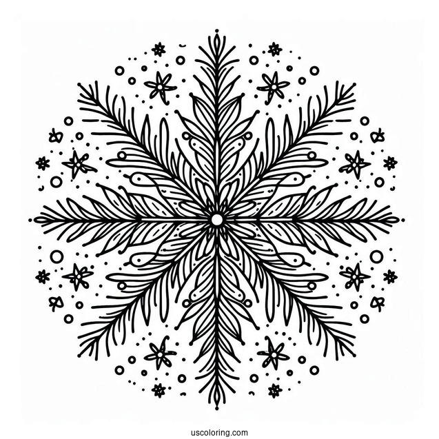 Stellar Snowflake Coloring Page With Round Tips