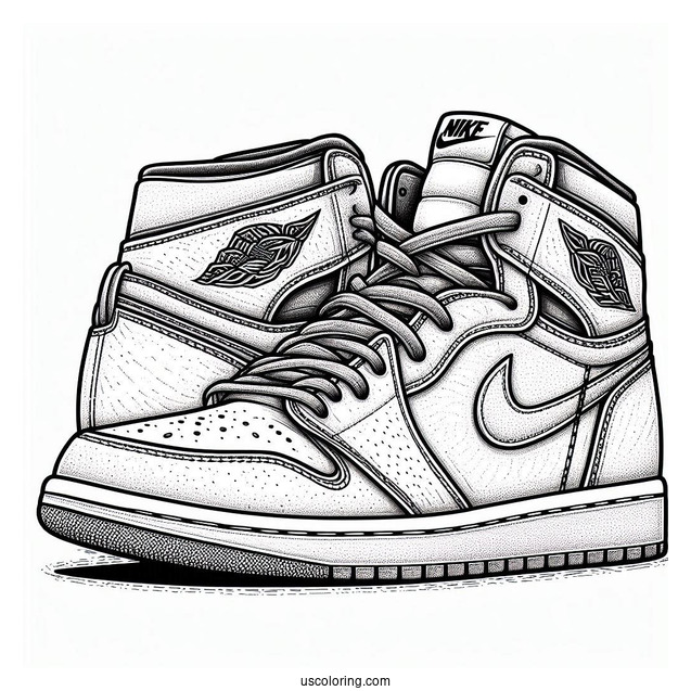 Nike Coloring Page Of Detailed Air Jordan 1