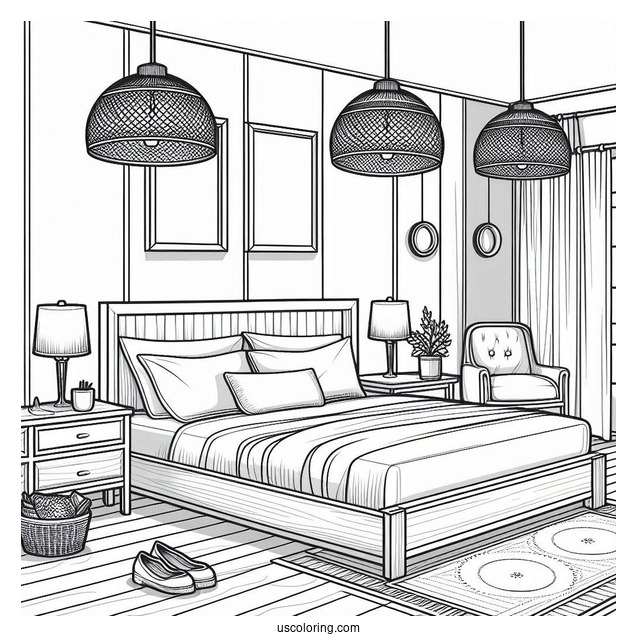 Sleek Modern Bedroom Coloring Page