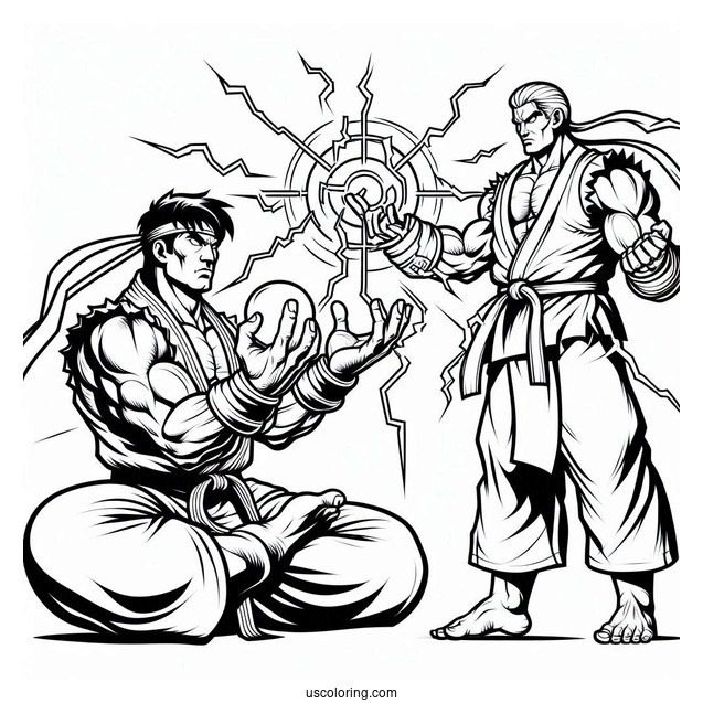 Street Fighter Coloring Page Of Dhalsim Summoning Powers