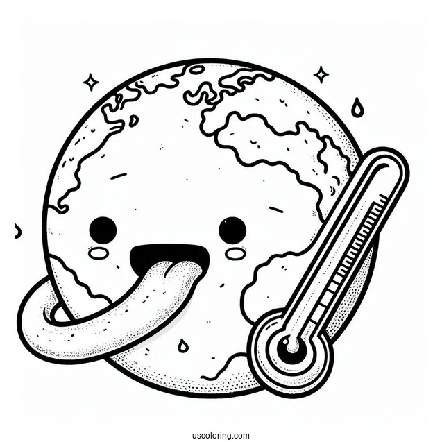 Sick Earth With A Thermometer In Its Mouth