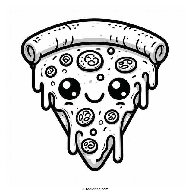 Smiling Pizza Slice With Melted Cheese