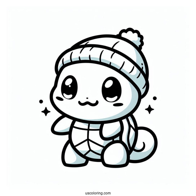 Kawaii Squirtle Coloring Page For Preschoolers
