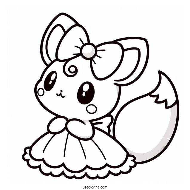 Simple Pochacco Coloring Page With Bow On Tail For Preschoolers