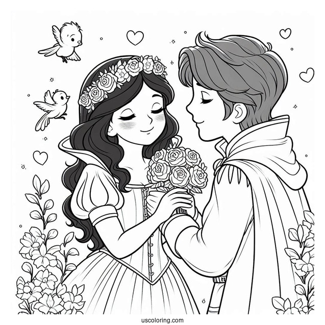 The Prince Holding Snow White To Color