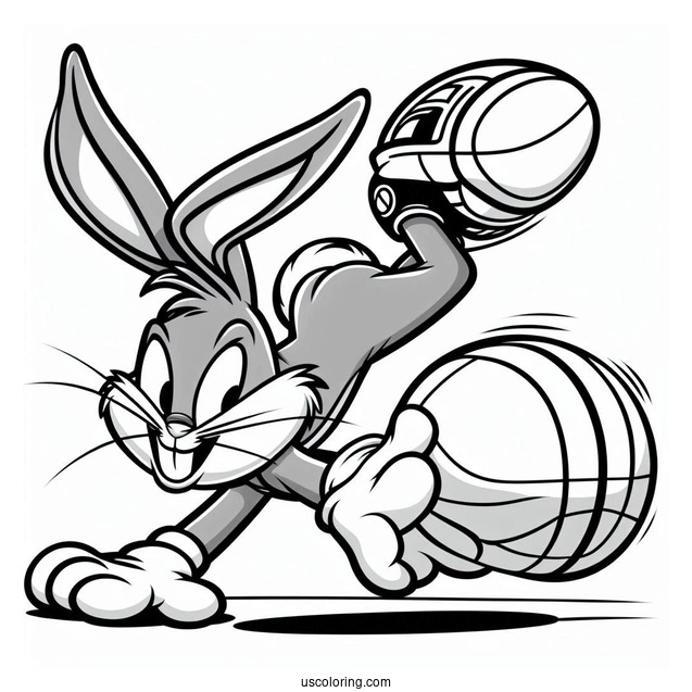 Bugs Bunny Dribbling Ball Coloring Page