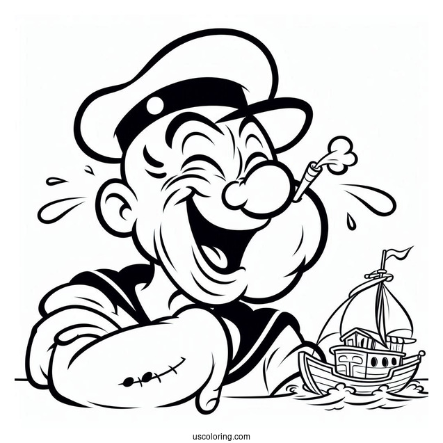 Popeye Coloring Page Of Bluto Laughing Outline For Preschoolers