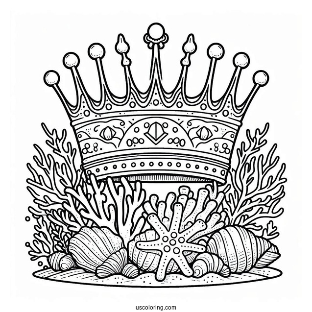 Coloring Sheet Of Coral And Shell Crown