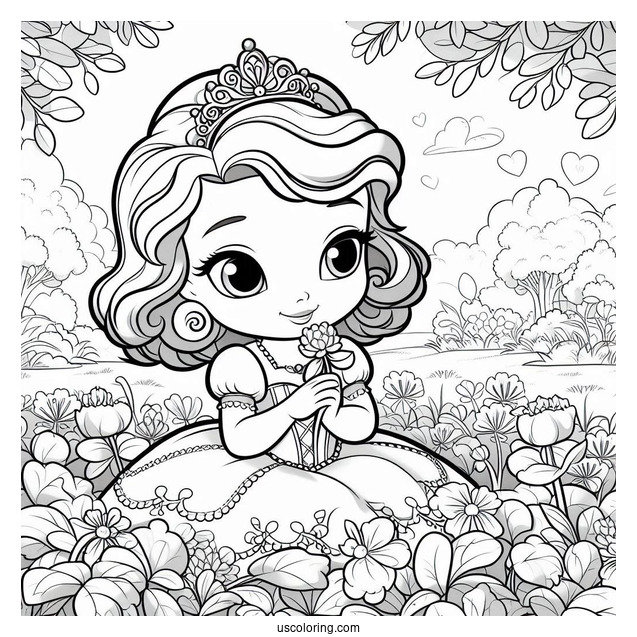 Sofia The First Coloring Page In Garden With Clover And Whatnaught