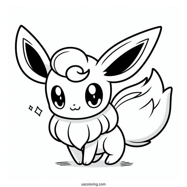 Coloring Page Of Cute Espeon For Kids
