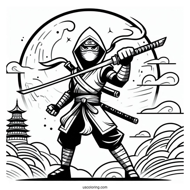Ninja Legends Coloring In For Kids