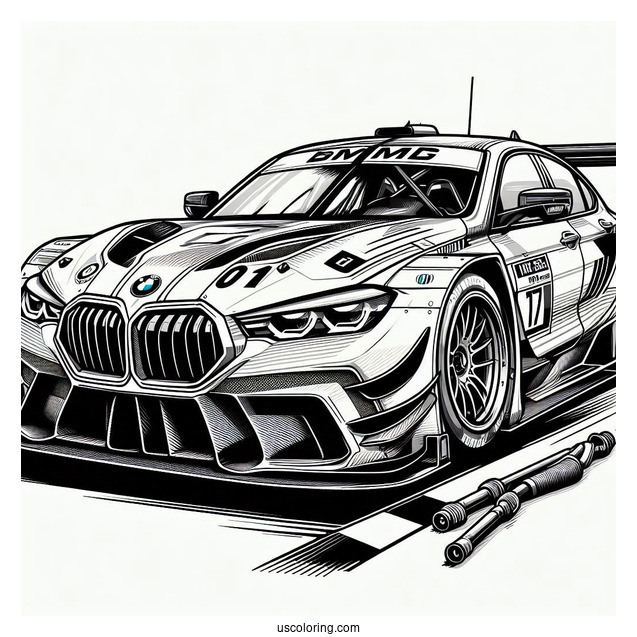 Detailed BMW Race Car To Color