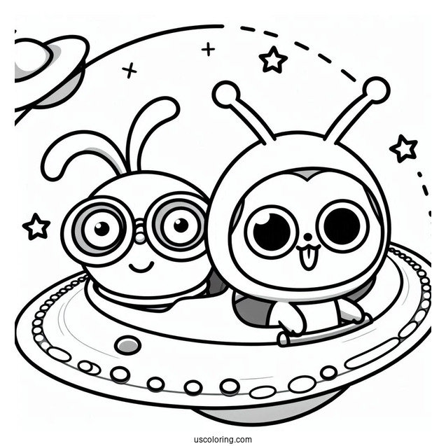 Pororo Coloring Page And Loopy Controlling Spaceship