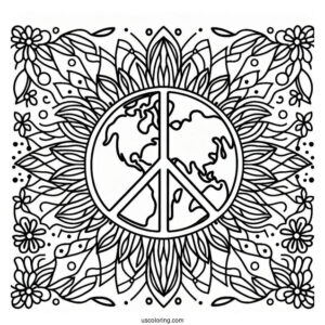 Visualize World Peace Coloring Page With Earth At The Center