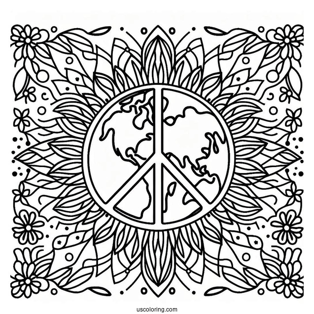 Visualize World Peace Coloring Page With Earth At The Center