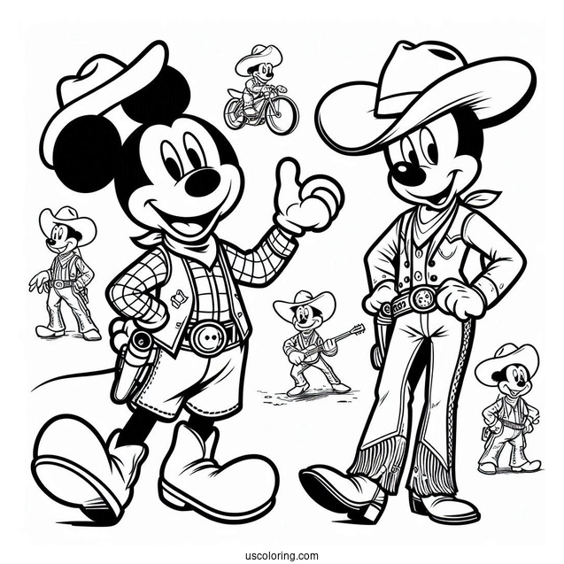 Cowboy Coloring Page Mickey Mouse For Kids