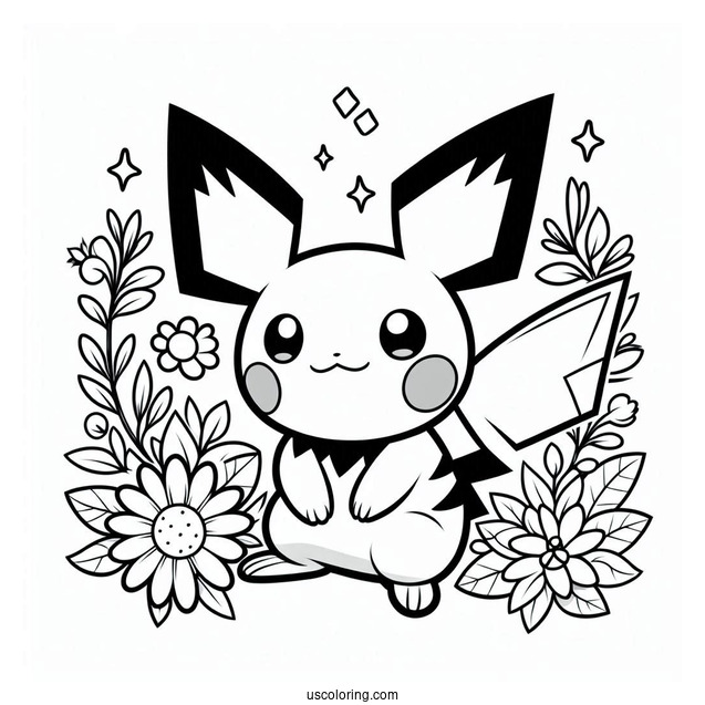 Pichu Pokemon Poster Coloring Page For Kids