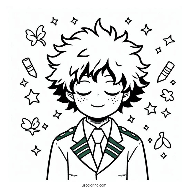 Simple Deku Coloring Page One For All