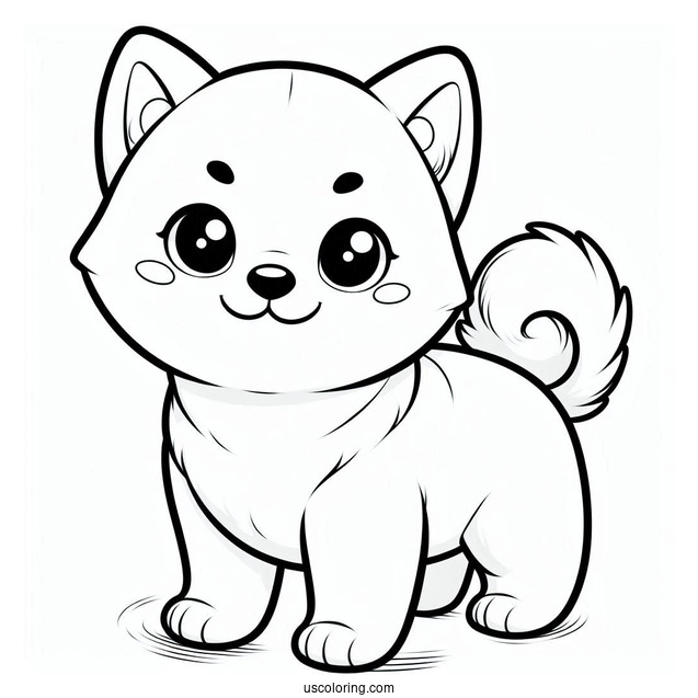 Cute Shiba Inu Puppy Smiling Coloring In