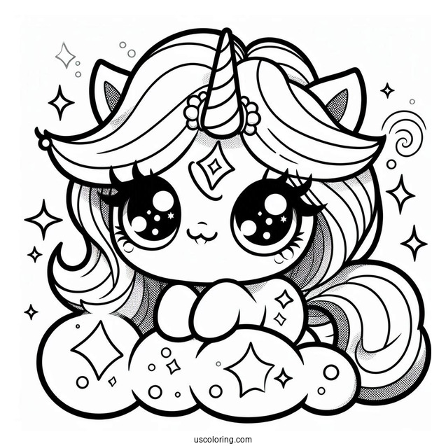 Shimmer And Shine Coloring Page Of Kawaii Shimmer On A Cloud