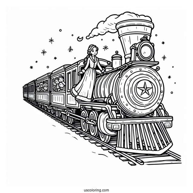 Easy Polar Express Coloring Page For Kids